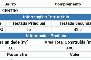 Terreno &agrave; venda - 637m&sup2; - CENTRO