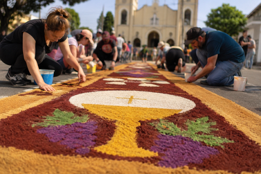 Comunidade &eacute; convidada para ajudar na confec&ccedil;&atilde;o dos desenhos de Corpus Christi