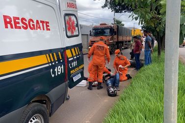 Acidente em avenida de Porto Velho deixa motociclista ferido