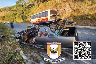 Ônibus com 33 passageiros se envolve em acidente com automóvel em Maria da Fé