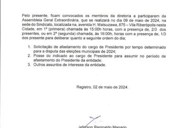 Edital de Convocação - Assembleia Geral Extraordinária