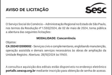 Aviso de Licitação