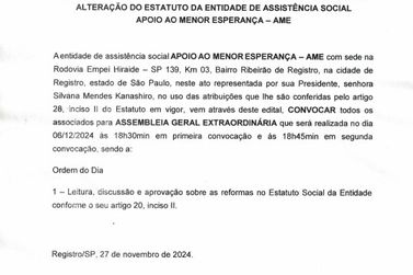 Convocação de Assembleia Geral Extraordinária