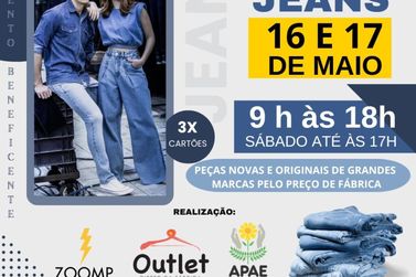 Outlet de jeans beneficente da APAE Registro acontece nos dias 16 e 17 de maio