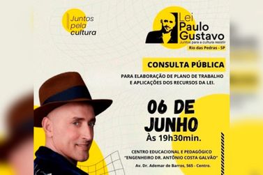 Destino das verbas da Lei Paulo Gustavo será discutido em Rio das Pedras