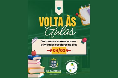 Rede municipal de Rio das Pedras retoma aulas em 4 de fevereiro