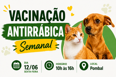 Vacina&ccedil;&atilde;o antirr&aacute;bica acontece nesta sexta-feira (12) no bairro Pombal, em Rio das Pedras