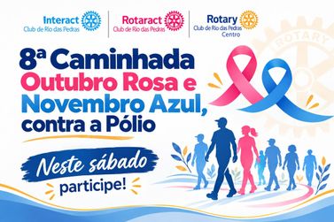 Rotary Club promove caminhada do Outubro Rosa e Novembro Azul contra a p&oacute;lio neste s&aacute;bado
