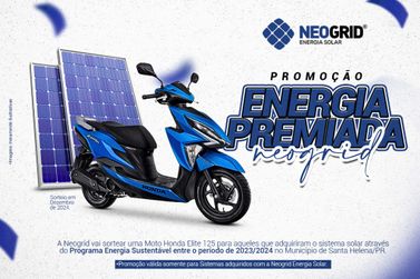Neogrid sorteará uma moto 0 km para beneficiados do programa Energia Sustentável