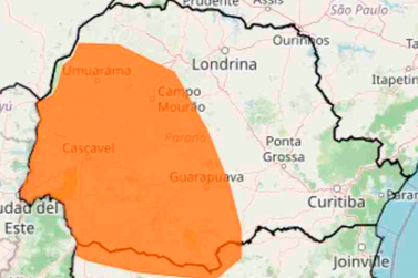 INMET emite comunicado de tempestade para o Oeste com risco de granizo e ventos fortes