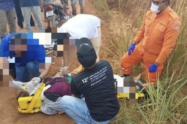 Mulher fica ferida em batida entre moto e Strada em S&atilde;o Miguel do Guapor&eacute;