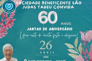 Sociedade São Judas Tadeu celebra 60 anos com jantar beneficente em Sumaré