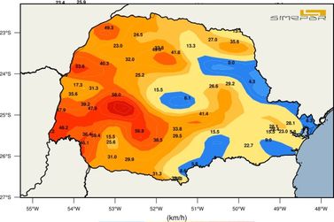 Defesa Civil mant&eacute;m alerta; rajadas podem chegar a 72 km/h em Toledo neste s&aacute;bado