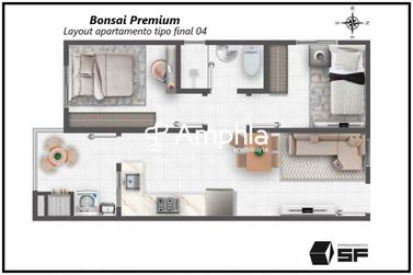 Apartamento &agrave; venda - 47m&sup2; - Centro