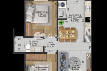 Apartamento &agrave; venda - 74m&sup2; - JARDIM GISELA