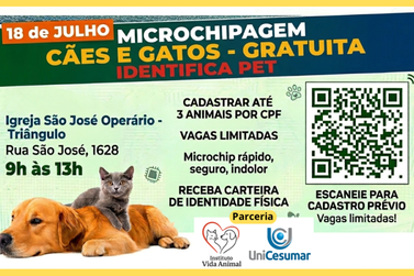 Tr&ecirc;s Rios recebe primeira a&ccedil;&atilde;o gratuita de microchipagem pet da cidade