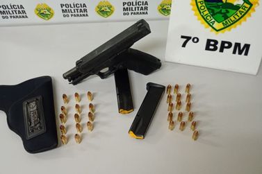 Homem &eacute; preso por porte ilegal de pistola de uso restrito e muni&ccedil;&otilde;es na PR-323