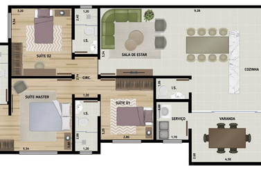 Apartamento &agrave; venda - 120m&sup2; - Av. Rio Grande do Sul