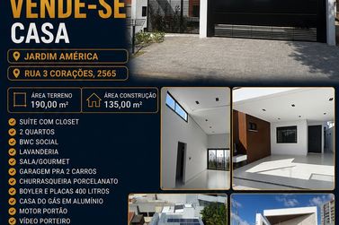 Casa &agrave; venda - 135m&sup2; - JARDIM AM&Eacute;RICA