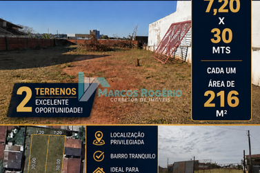 Terreno &agrave; venda - 216m&sup2; - Jardim Colibri