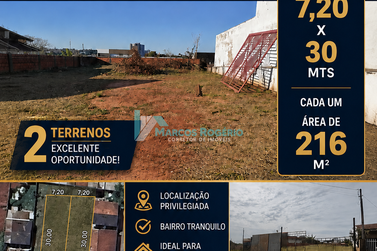Terreno &agrave; venda - 216m&sup2; - Jardim Colibri