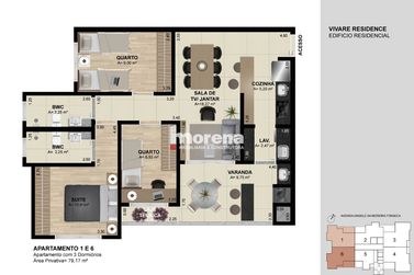 Apartamento &agrave; venda - 80m&sup2; - Zona I