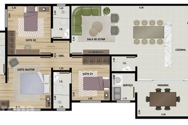 Apartamento &agrave; venda - 123m&sup2; - VILLA TOSCANA
