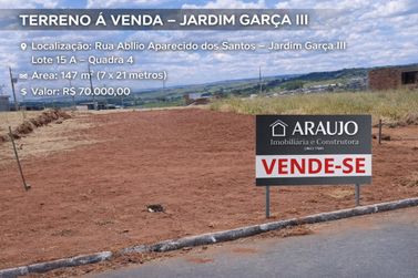 Terreno &agrave; venda - 147m&sup2; - Jardim das Gar&ccedil;as