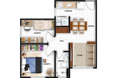 Apartamento &agrave; venda - 45m&sup2; - Condom&iacute;nio Bela Vida