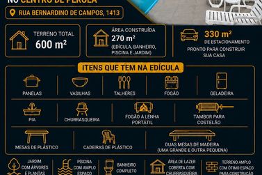 Ch&aacute;cara &agrave; venda - 270m&sup2; - Centro