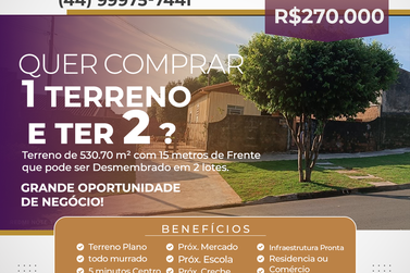 Terreno &agrave; venda - 530m&sup2; - Zona V