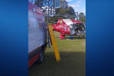 Paciente com infarto &eacute; transferido pelo Helic&oacute;ptero Falc&atilde;o 8 do SAMU em S&atilde;o Mateus do Sul