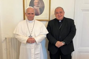 Rio-pardense, Cardeal Orani posta foto com Papa Le&atilde;o XIV