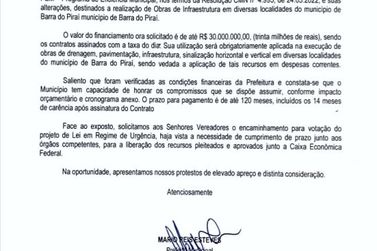 Prefeito de Barra do Piraí tenta aprovar na Câmara empréstimo de 30 milhões