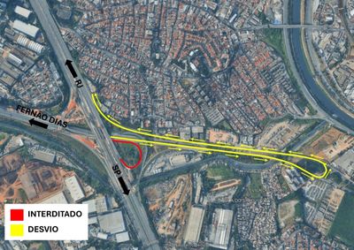 Obra de recupera&ccedil;&atilde;o do pavimento vai alterar o acesso entre a Fern&atilde;o Dias e a Dutra; motoristas devem redobrar a aten&ccedil;&atilde;o