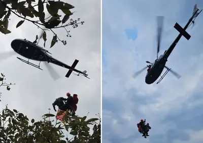 Resgate mobilizou Bombeiros, helic&oacute;ptero &Aacute;guia e pessoas que estavam no local neste &uacute;ltimo domingo (30)