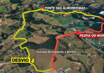 Bloqueio ocorre na altura da Pedra do Morcego e deve permanecer at&eacute; quinta-feira, com desvio pela Ponte das Almorreimas