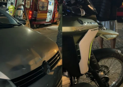 Motociclista teve suspeita de fratura na perna, enquanto a passageira apresentou suspeita de fratura em uma costela