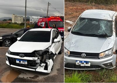 Motorista do ve&iacute;culo capotado j&aacute; estava fora do carro quando os bombeiros chegaram; envolvidos recusaram encaminhamento ao hospital
