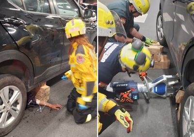 V&iacute;tima de 58 anos precisou ser retirada pelos bombeiros e apresentava suspeita de fratura na perna