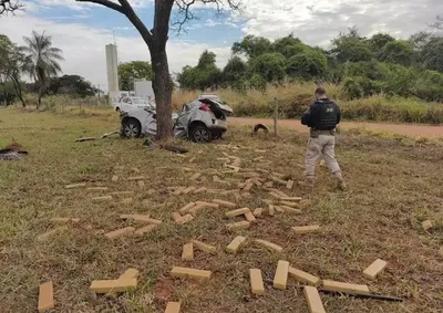 O Honda Fit que o jovem conduzia chegou a "partir" no meio com o impacto da batida