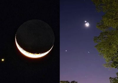 Registros feitos na noite de quarta-feira (17) mostram a aproxima&ccedil;&atilde;o aparente entre a Lua crescente e o planeta V&ecirc;nus
