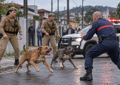 Segundo a Pol&iacute;cia Militar, c&atilde;es soltos em via p&uacute;blica deixaram um animal morto e outro ferido antes da interven&ccedil;&atilde;o das equipes