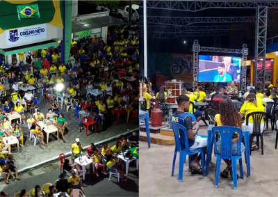 Torcedores coelhonetenses acompanharam o jogo de estreia do Brasil na Copa em tel&otilde;es instalados em alguns pontos da cidade