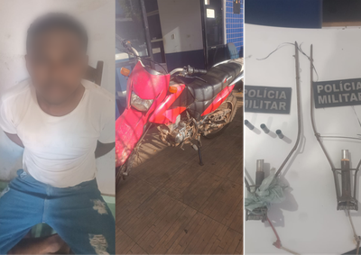 O suspeito estaria amea&ccedil;ando a companheira de morte, atrav&eacute;s de mensagens. Com ele a PM tamb&eacute;m encontrou duas armas de fogo artesanal
