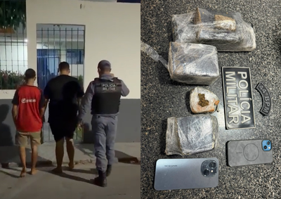 Dupla estava em um Fiat Uno quando fugiu ao se deparar com a pol&iacute;cia, durante a persegui&ccedil;&atilde;o, uma por&ccedil;&atilde;o de subst&acirc;ncia semelhante &agrave; maconha foi arremessada 
