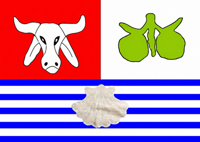 Bandeira e bras&atilde;o re&uacute;nem elementos que representam a f&eacute;, a economia e as riquezas naturais do munic&iacute;pio, preservando aspectos da hist&oacute;ria e cultura local