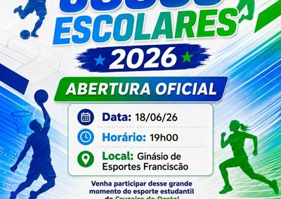 Abertura oficial acontece no dia 18 de junho, &agrave;s 19h, no Gin&aacute;sio Francisc&atilde;o, reunindo atletas, escolas e comunidade.