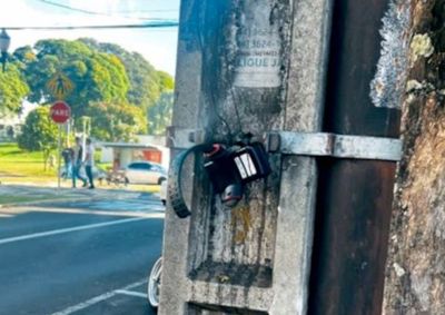 Equipamento estava com a correia rompida e foi recolhido pela PM; Pol&iacute;cia Civil tentar&aacute; identificar o respons&aacute;vel.