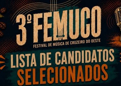 Ap&oacute;s a etapa de sele&ccedil;&atilde;o, talentos de Cruzeiro do Oeste foram escolhidos para representar a m&uacute;sica local no 3&ordm; FEMUCO.
